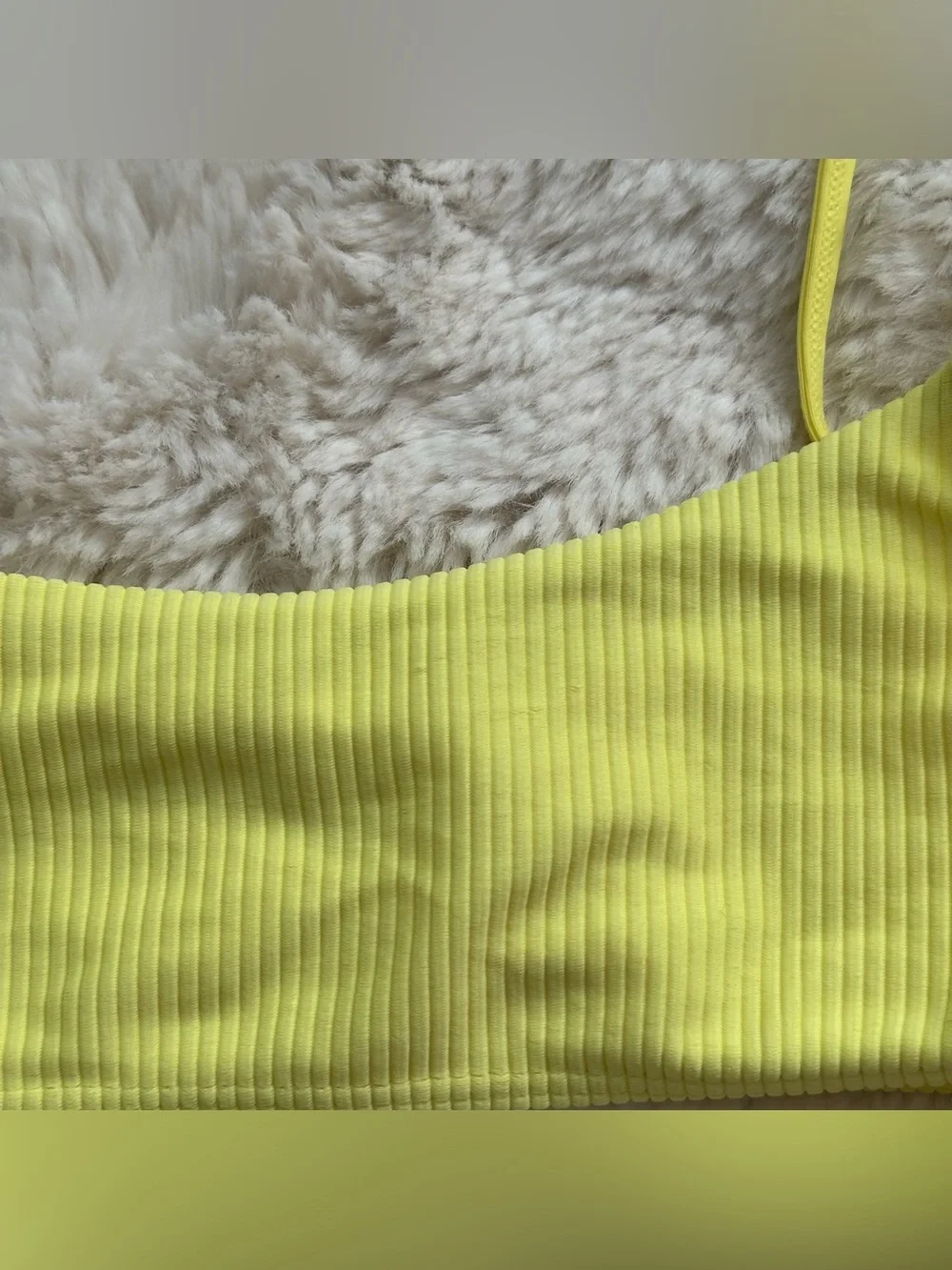 Frankie’s Bikinis Yellow Ribbed Bikini Top